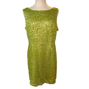 Marc New York Andrew Marc Lime Green Sequin Mini Dress Women's Size 14 NWT